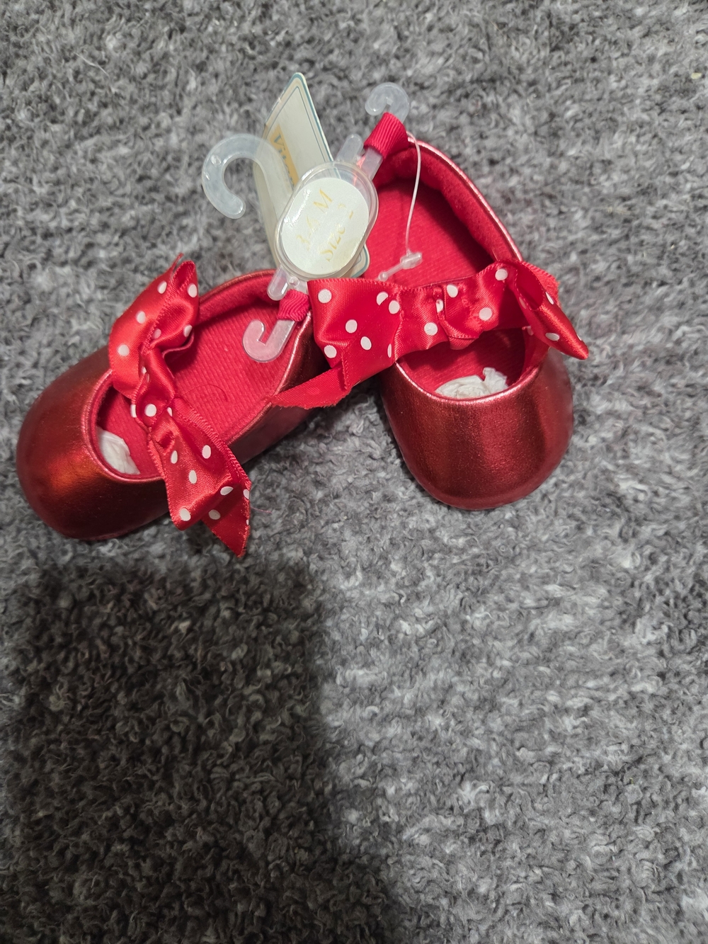 Vitamins Baby Red Polka Dot Bow Mary Jane Shoes